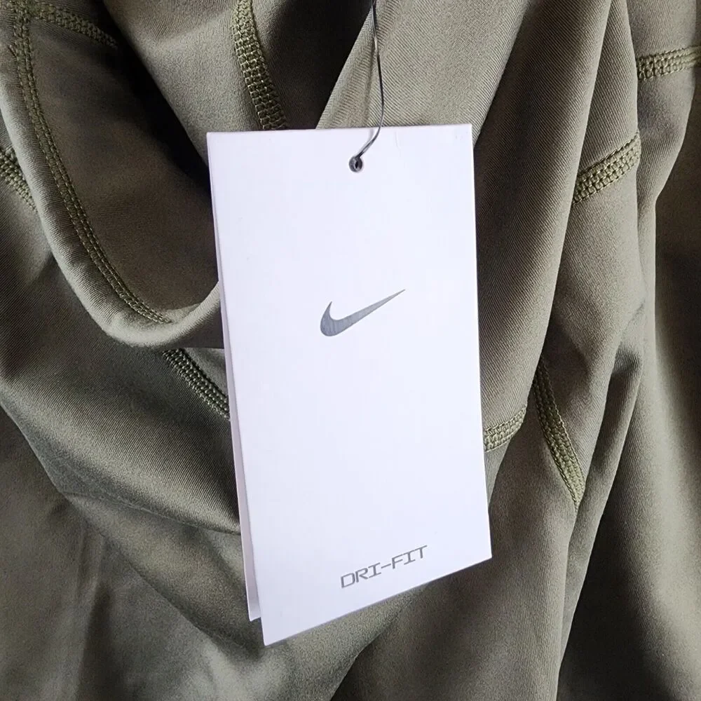 NIKE One Plus Size Mid-Rise 7" Bike Shorts Women's 1X Olive Tight Fit Pull On~ - Picture 11 of 15